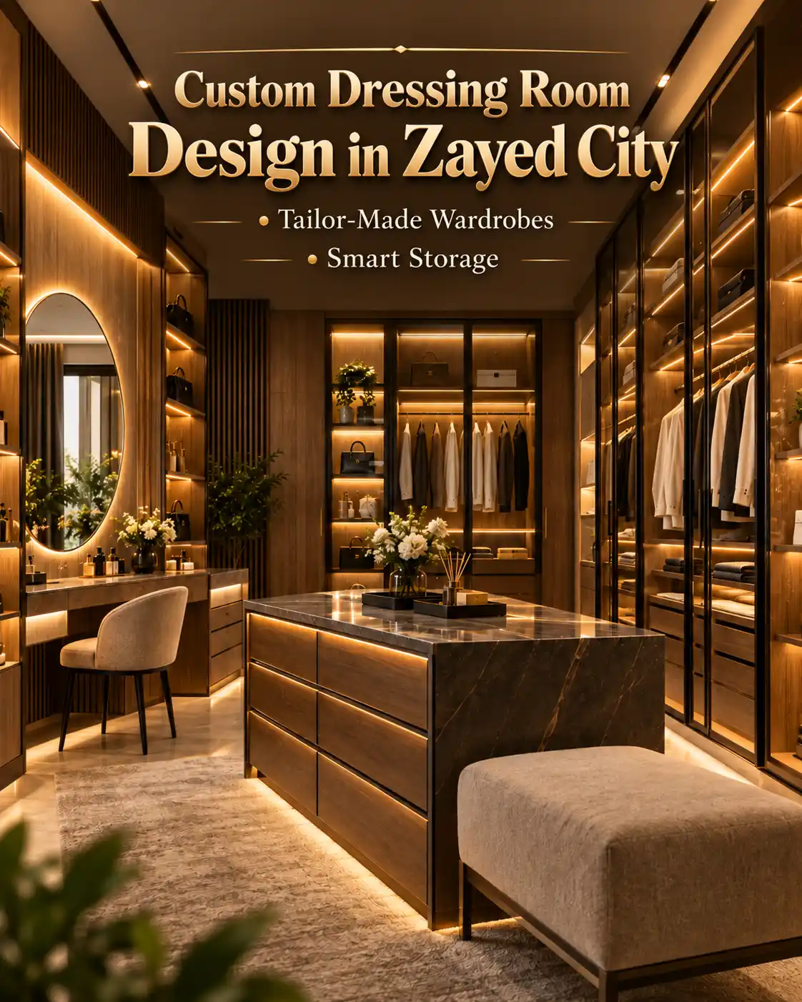 Custom Dressing Room Design in Sheikh Zayed City | Woodcraft